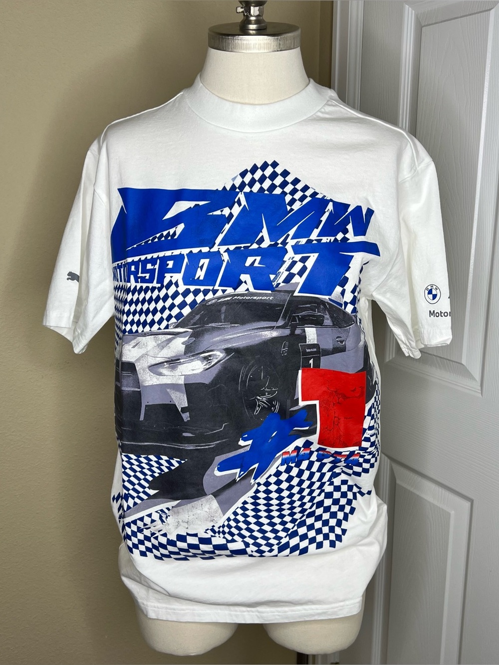 PUMA X BMW Motorsport White and Black Logo Tee